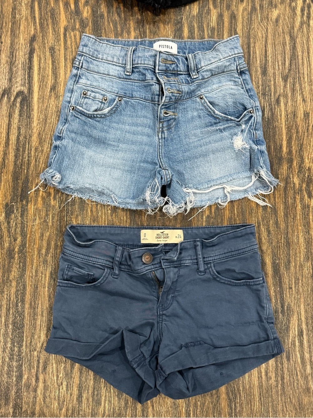 Pistola + Hollister Shorts Lot Size 24 Distressed Denim Low Rise 2 Pair